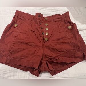 Button up shorts with elastic waist